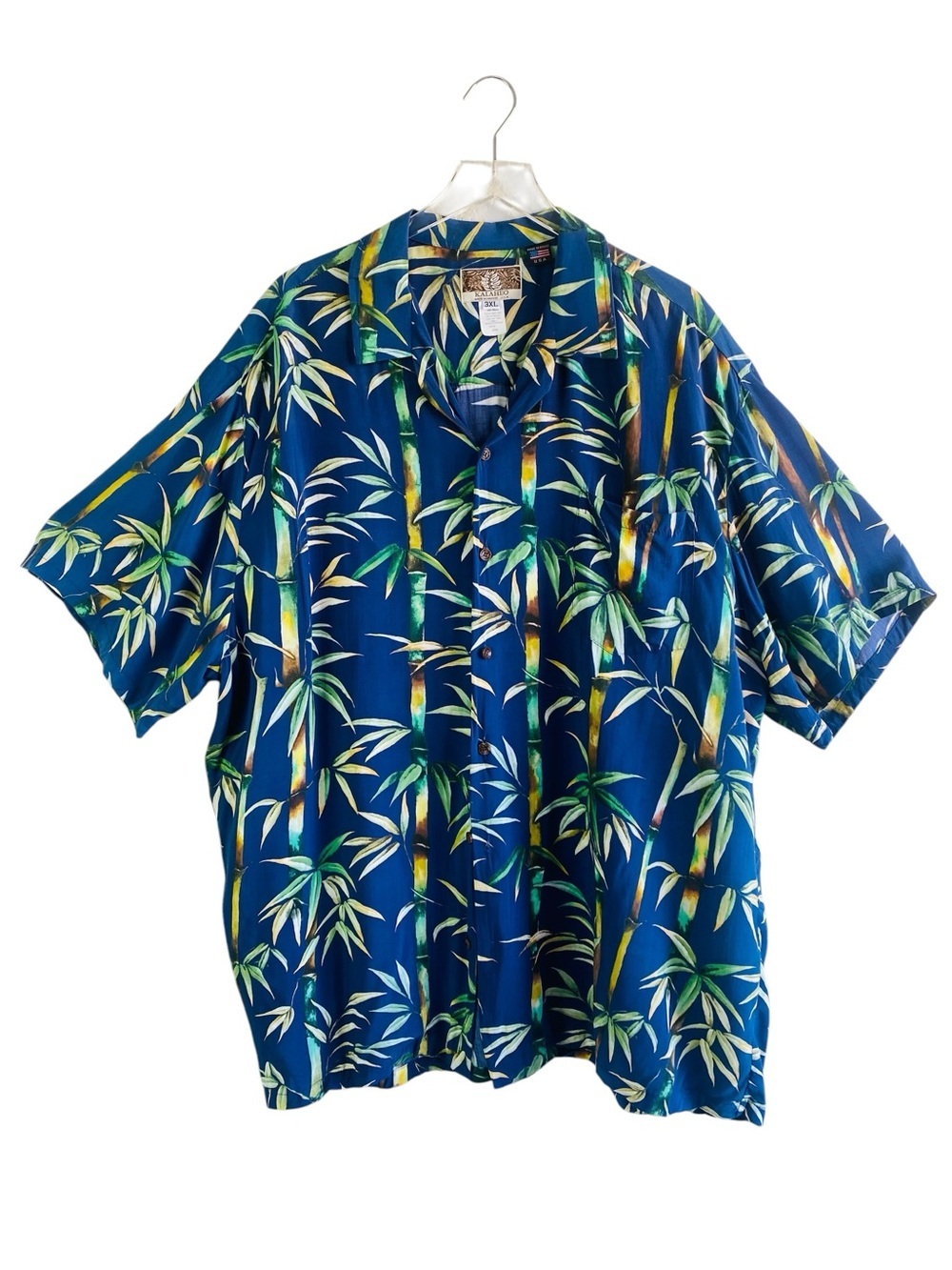 Kalaheo Hawaiian Bamboo Print Short Sleeve Button Up Shirt Size 3X